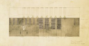 Ontwerp voor een muur, tafel en deuren, 1905 door Charles Rennie Mackintosh
