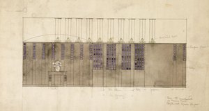 Ontwerp voor een muur, tafel en deuren, voor A.S. Ball, Berlijn, 1905 door Charles Rennie Mackintosh