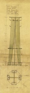 Ontwerp voor een paraplu-, hoed- en kapstok, getoond in elevatie en plan, ca. 1898-1899 door Charles Rennie Mackintosh