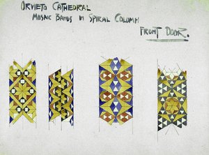 Orvieto Kathedraal, Mozaïekbanden in Spiraalkolom, Voordeur, 1891 door Charles Rennie Mackintosh