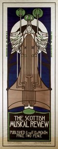 Poster reclame voor de Scottish Musical Review door Charles Rennie Mackintosh