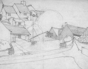 Schets van Engels dorp, ca. 1920