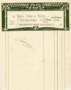 Briefpapierontwerp voor John Orr & Sons, Glasgow, ca. 1894-1898