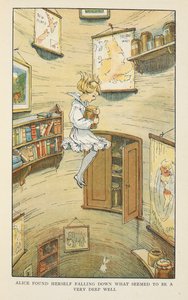Alice vond zichzelf vallend in wat leek op een zeer diepe put.