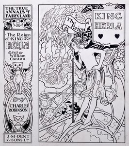Omslagillustratie voor De Ware Annalen van Sprookjesland, Het Bewind van Koning Herla, bewerkt door William Canton, gepubliceerd 1900