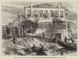 Huis in San Stefano waar het vredesverdrag tussen Turkije en Rusland werd ondertekend door Sir John Charles Robinson