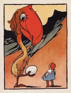 Onzin: Jongen met een vreemde vogel die een ei vasthoudt door Charles Robinson