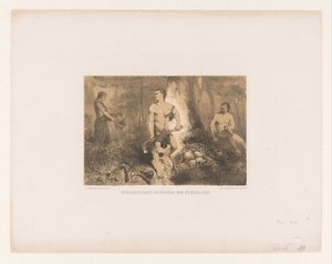 Mannen, vrouw en kind in bos door Charles Rochussen