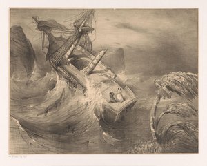 Schip in nood bij hevige storm door Charles Rochussen