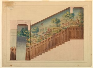 Ontwerp met Overlay voor Deel van Trap in Château-sur-Mer, Newport, Rhode Island