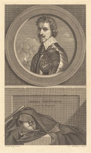 Thomas Wentworth, Graaf van Strafford door Charles Simonneau after Adriaen van der Werff after Sir Anthony van Dyck