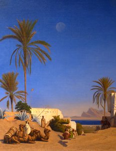 Algerijns landschap (detail) door Charles Theodore (1814 88) Frere