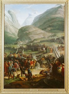 Het Franse leger steekt de Saint Bernardpas over
in de buurt van de stad St. Pierre ... door Charles Thevenin