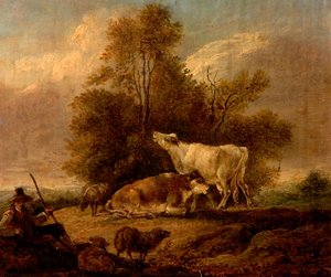 Landschap met Vee en Figuren