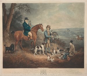 Malcolm Fleming van Barochan 1745-1811. Valkenjacht door Charles Turner