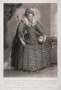 Koningin Elizabeth I met scepter en rijksappel
