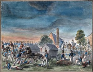 De ontmoeting van de hertog van Wellington en prins Blücher