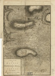Schets van de Slag bij Hobkirks Hill, nabij Camden, op 25 april 1781, gepubliceerd in Londen, 1794 door Charles Vallancey