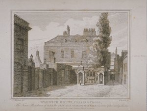 Uitzicht op Warwick House, gegraveerd door Samuel Rawle (1771-1860) en uitgegeven door John Booth (1794-1855) 1818