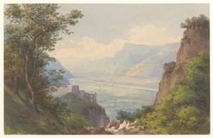 Gezicht op de vallei van Meran in Tirol door Charles William Meredith van de Velde