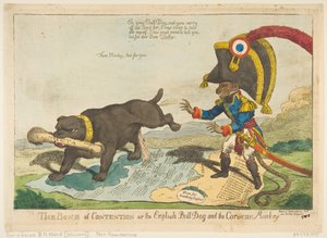 Het twistpunt of de Engelse buldog en de Corsicaanse aap, 14 juni 1803 door Charles Williams