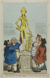 Het koperen beeld opgericht op een door hemzelf gesmeed voetstuk door Charles Williams
