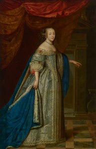 Portret van een vrouw, ten voeten uit, traditioneel geïdentificeerd als Henrietta Maria, koningin van Engeland