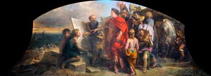 Keizer Augustus bouwt de haven van Miseno door Charles de la Fosse