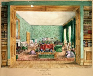 De Salon in Meesdenbury, f13 uit Een Album van Interieurs door Charlotte Bosanquet