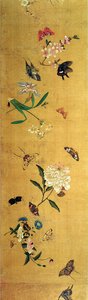 Honderd vlinders, bloemen en insecten, detail van een handrol