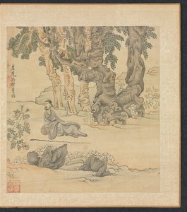Schilderijen naar Oude Meesters: Portret van Zhongqing in een Landschap