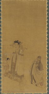 De drakenkoning die de Boeddha vereert, Ming-dynastie, begin-midden 17e eeuw door Chen Hongshou