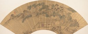 Landschap met figuur, 1635 door Chen Jichun