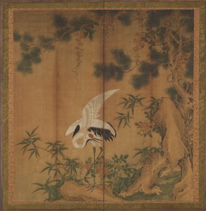 Kraanvogel en den, eind 19e eeuw door Chen Zhaofeng