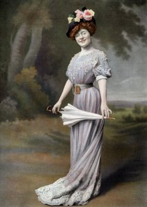Franse comédienne Amelie Dieterle als Blanche in toneelstuk "La ponette", Parijs, foto door Cheri Rousseau uit krant "Le Theatre" 1 augustus