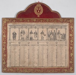 Franse Kalender voor het Jaar 1816 Galerie Generale des Souverains des Etats Européens, 1816 door Chevalier Henry Guillot