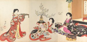 Chiyoda-kasteelalbum van vrouwen, 1895 door Chikanobu Yoshu