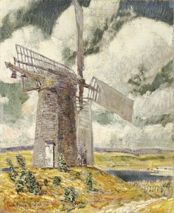 Zeil buigen op de oude molen door Childe Frederick Hassam