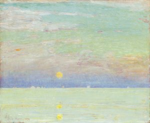 Maanopkomst bij Zonsondergang, Cape Ann door Childe Frederick Hassam