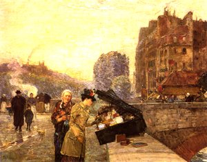 Parijs, de Quai St Michel, ca. 1888 door Childe Frederick Hassam