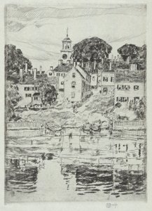 Kerktoren, Portsmouth, 1921 door Childe Hassam