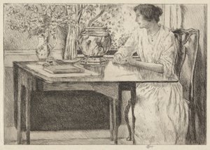Koloniale Tafel, Cos Cob, 1915 door Childe Hassam