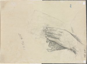 Handen die een boek vasthouden verso, 1889.