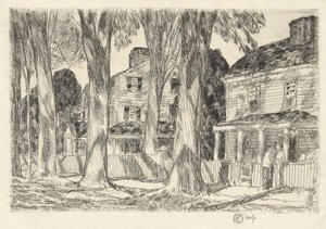 Zonnig dorpsstraat, 1925 door Childe Hassam