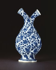 Blauw-witte dubbele fles in Europese glasvorm, Kangxi-periode (1662-1722)