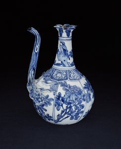 Blauw-witte kraak granaatappelkan beschilderd met vogels en bloemen, Wanli, 1580-1600 (porselein)