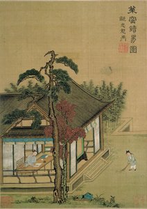 Het boek der veranderingen lezen, uit een album met schilderijen naar Song- en Yuan-dynastie meesters door Chinese School