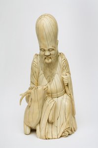 Gesneden ivoren figuur van Shou Xing zittend met hert, c.1580-1644
