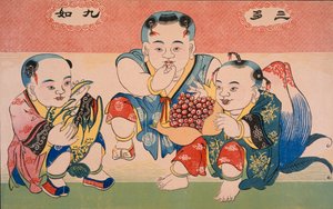 Kinderen die fruit eten door Chinese School