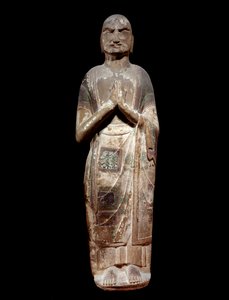 Chinese kunst: standbeeld dat een kasyapa, monnik discipel van Boeddha, voorstelt. Sui-dynastie (581-618 na Christus). Parijs, Guimet Museum, Museum voor Aziatische Kunsten.